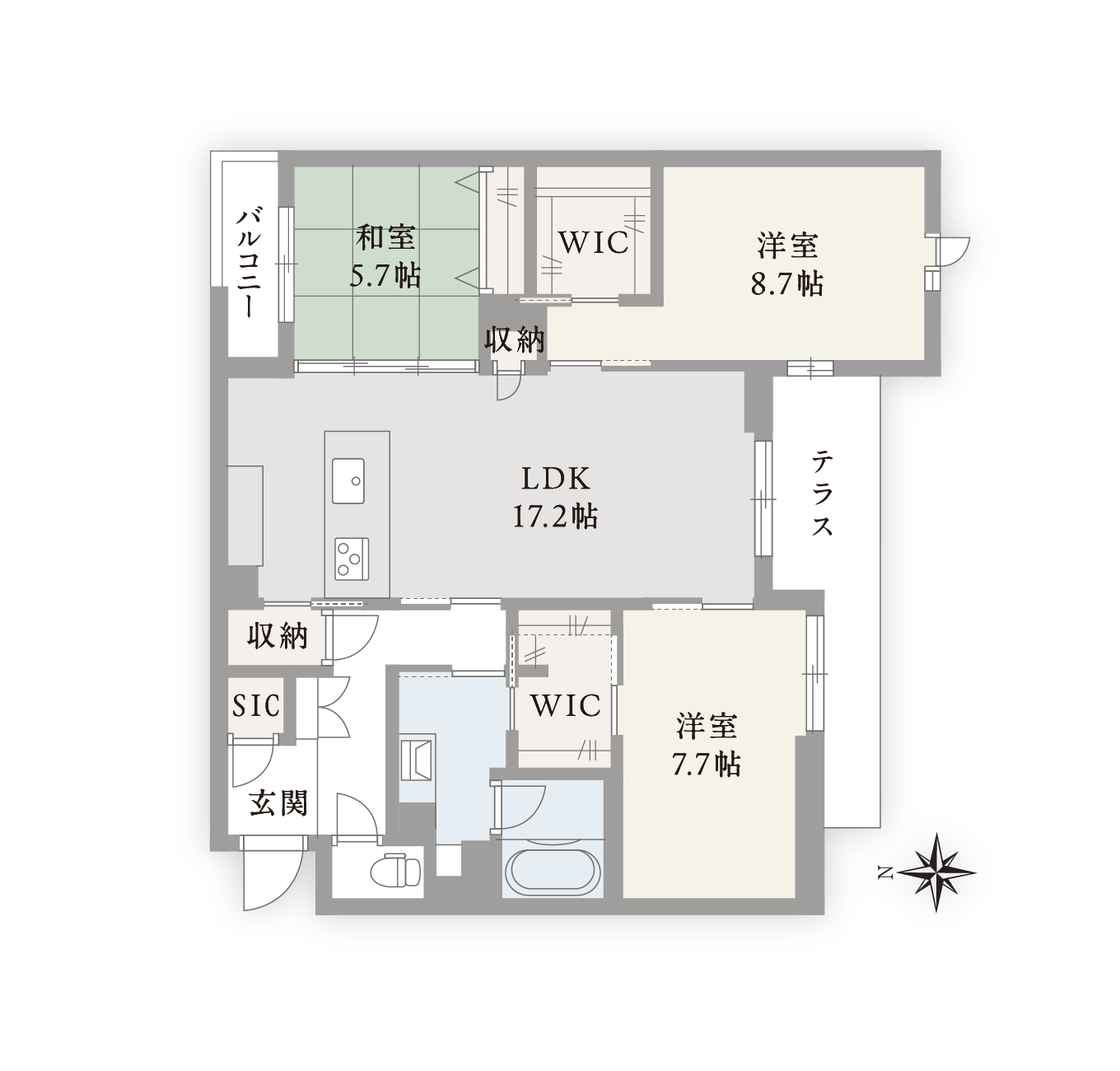 シャトードール プレミア0201号室の間取り