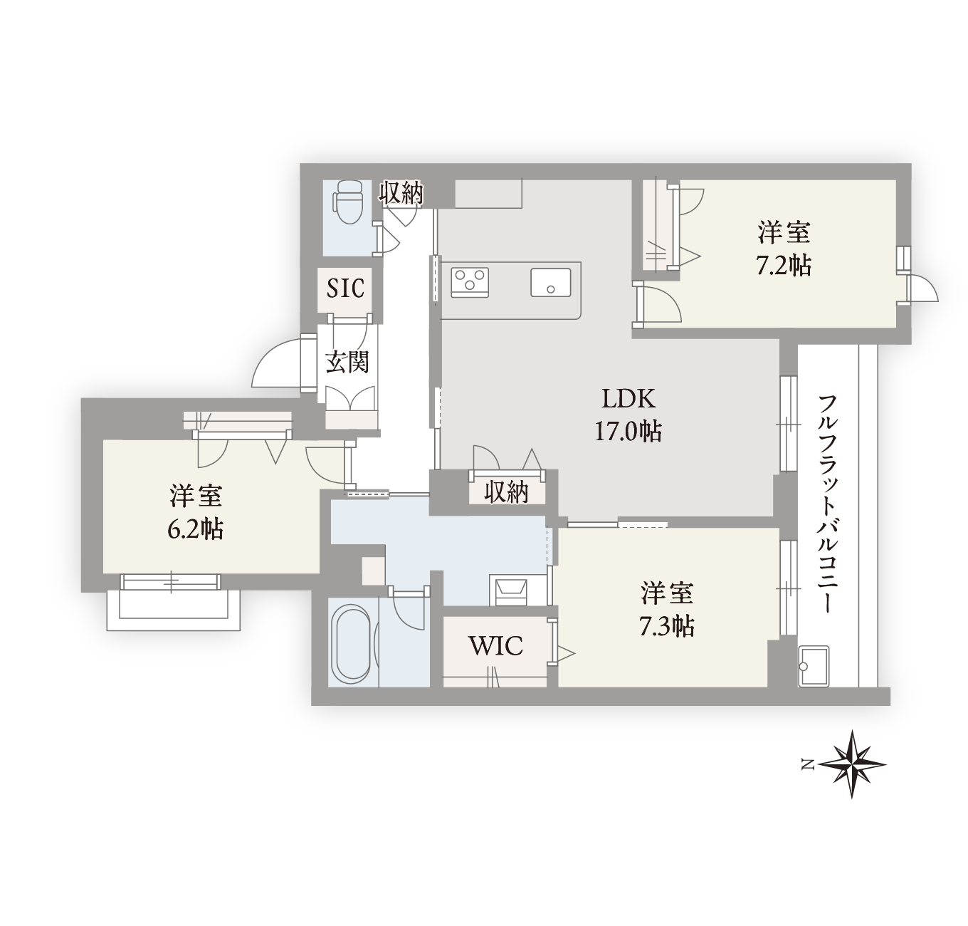 シャトードール プレミア0205号室の間取り