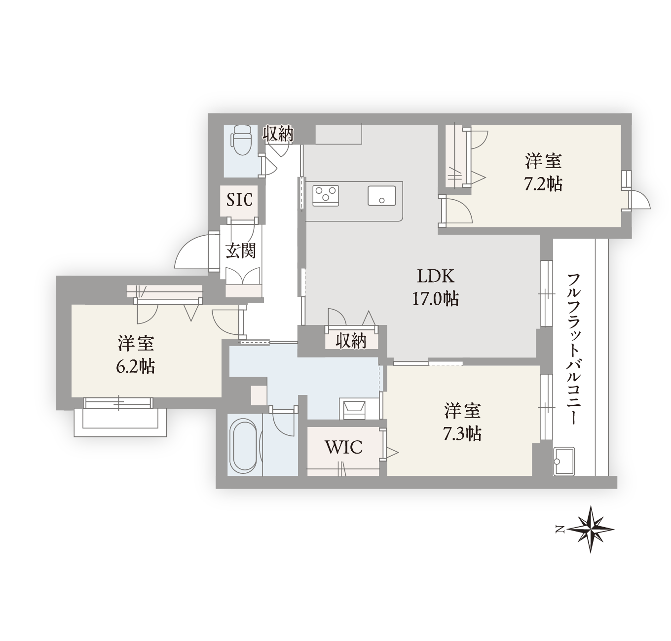 シャトードール プレミア0305号室の間取り