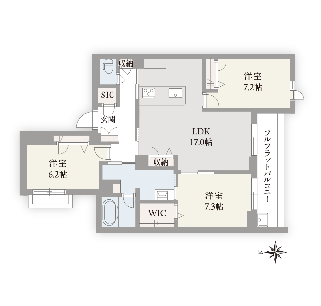 シャトードール プレミア0405号室の間取り
